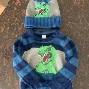 Kids Dinosaur Sweater with Matching Beanie